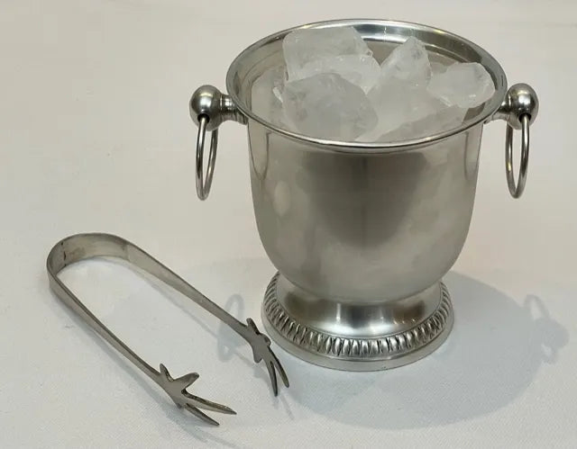 Ice Bucket - Silver with Tongs
