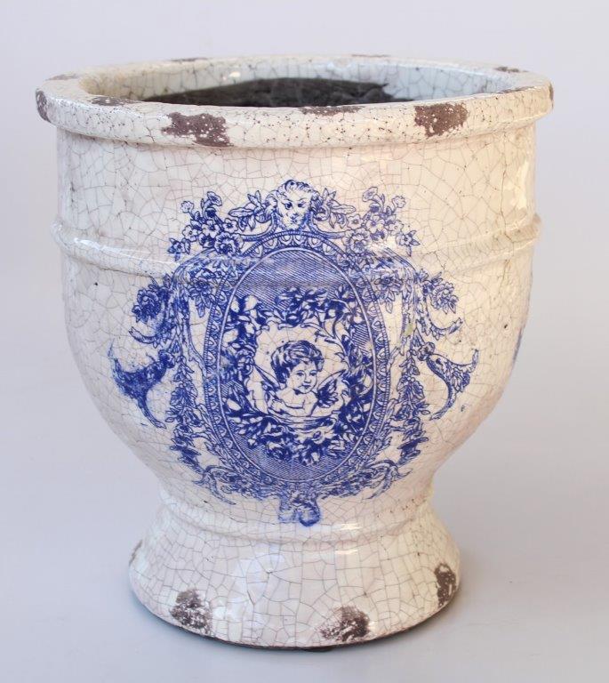 Pot - Ceramic Distressed Renaissance Footed 28cm