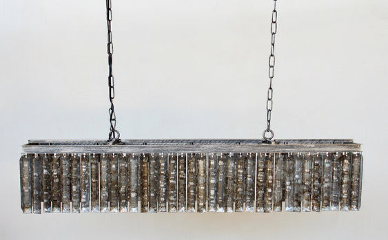 Ceiling Light - Large Rectangular Glass Pendant Antique Silver