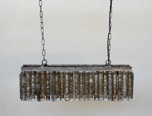 Ceiling Light - Medium Rectangular Glass Pendant Antique Silver