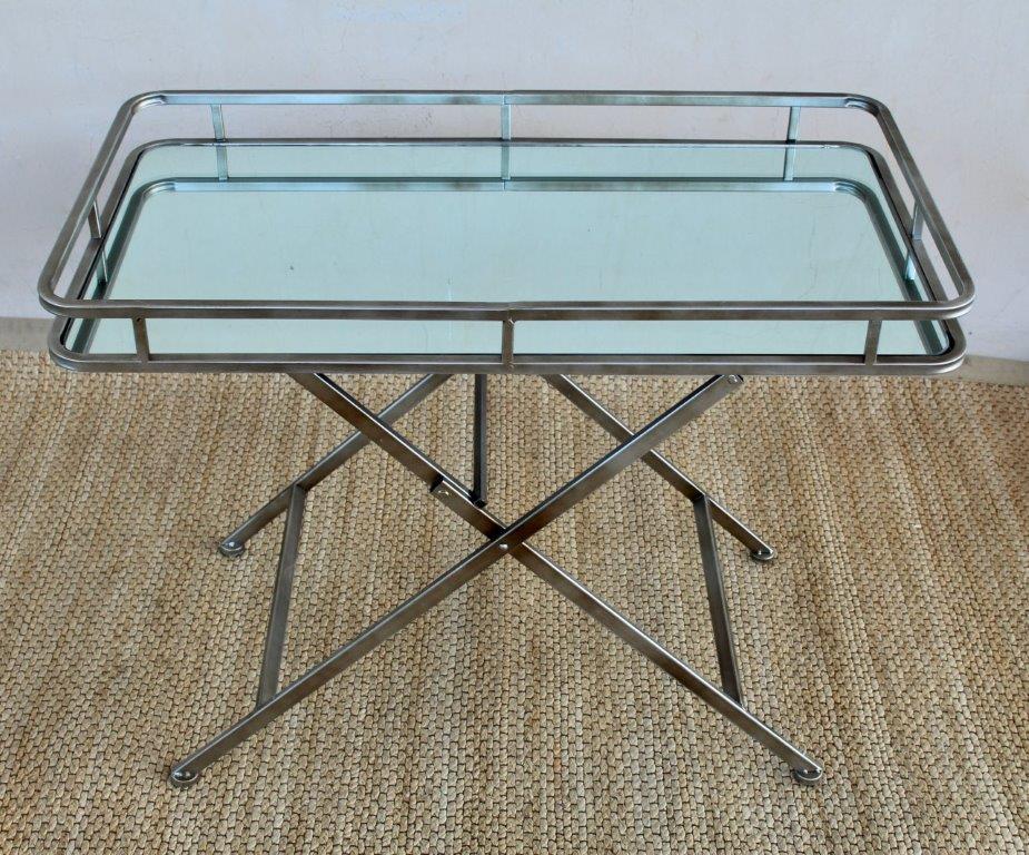 Table - Distressed Gold Mirror Butlers Tray