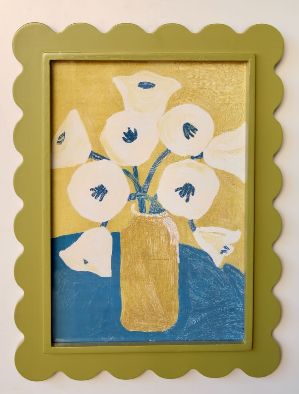Framed Art - Green Scalloped Frame Floral No.2 60x42