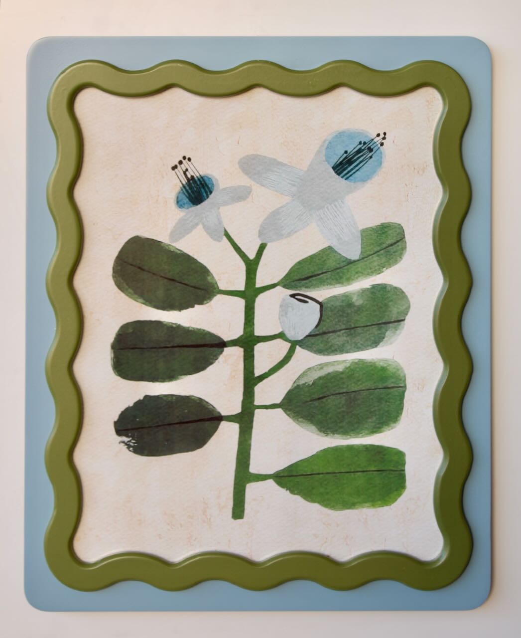 Framed Art - Green Scalloped Frame Flower No.2 47x39