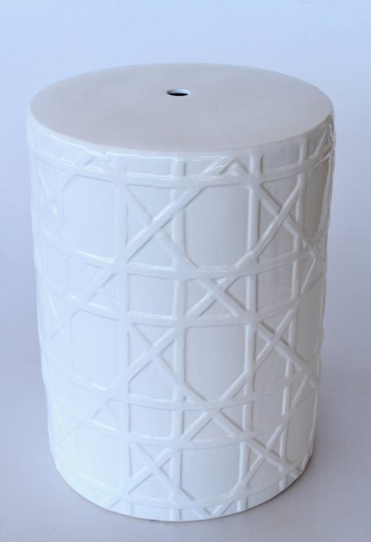 Garden Stool - Ceramic White Weave 43X32.5