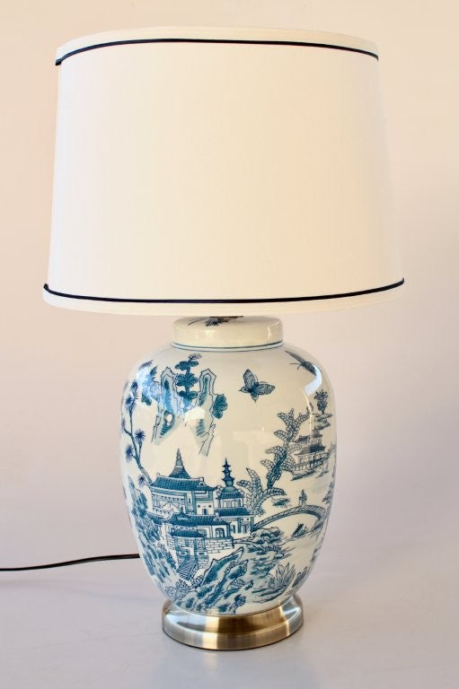 Table Lamp - Blue & White Oriental