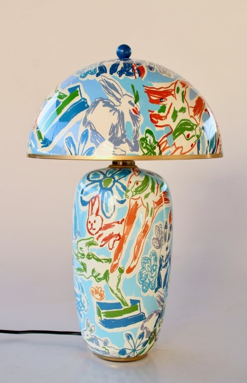 Table Lamp - Metallic Abstract Bunnies
