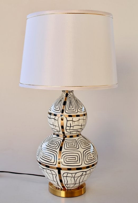 Table Lamp - Squiggly Black, Gold, White