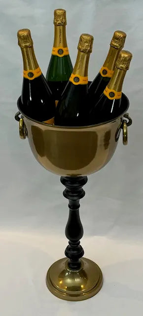Wine Cooler Stand - Brass & Black Rings